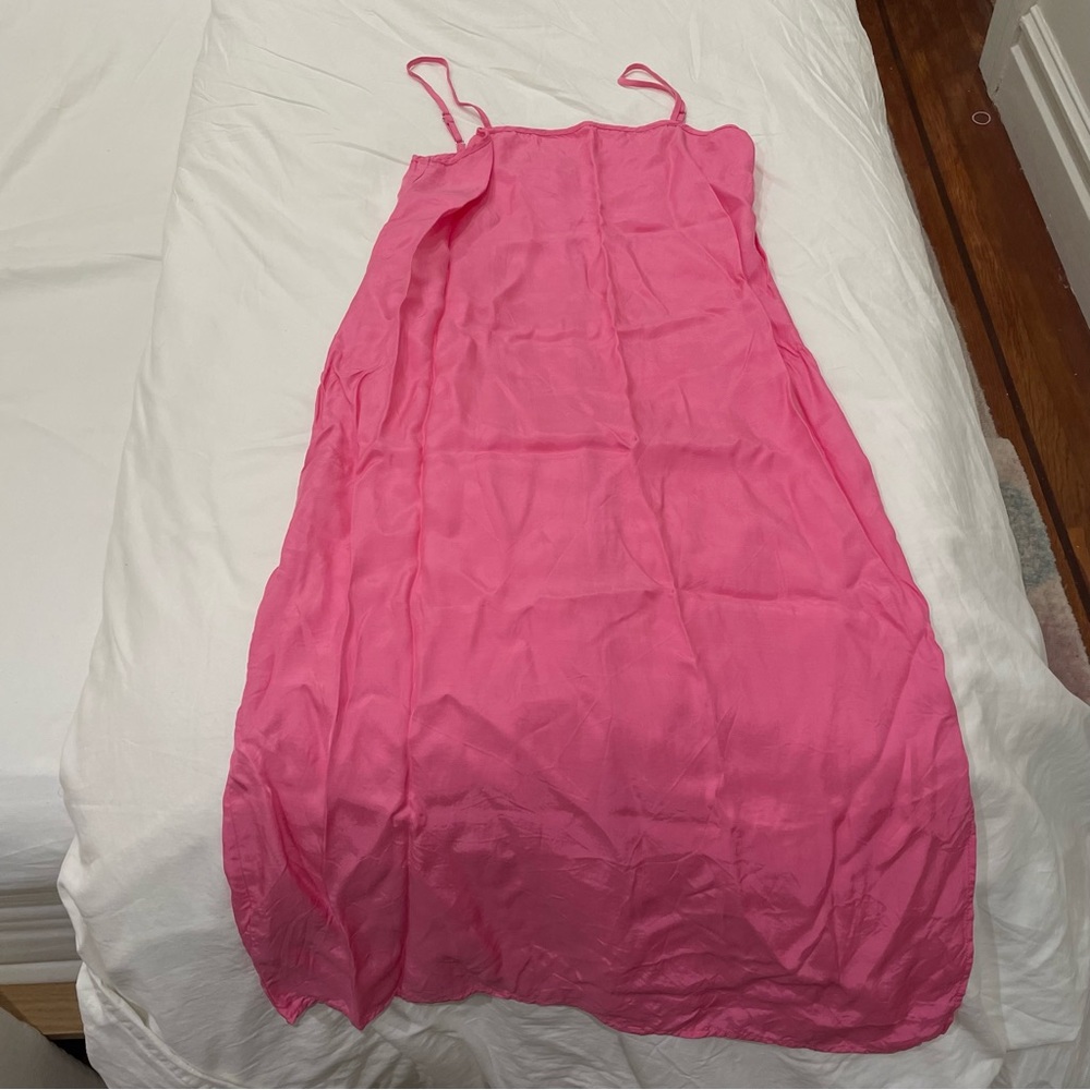 Lou & Grey pink slip midi dress